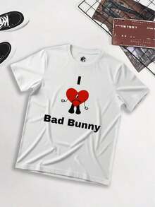 Y2K Tops, Bad Tee Bunny Rabbit Logo Cartoon Crew Graphic Oversized Tee, Streetwear, Vintage, Hip Hop Cute Rebel, Aesthetic, Baggy,   For Men - 白色 15 - 查看 12