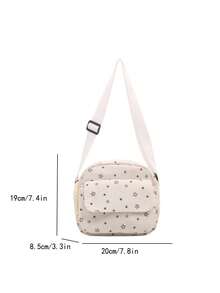 1 buah Tas Persegi Minimalis Bermotif Bintang, Dengan Kantong Luar 3D, Kantong Kamera, dan Tali Bahu Panjang yang Dapat Diatur, Cocok untuk Penggunaan Sehari-hari Kasual Wanita dan Pelajar - Putih - View 7