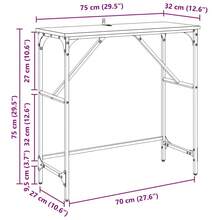 vidaXL Konsolentisch Schwarz Eichen-Optik 75 X 32 X 75 Cm - Black - View 11