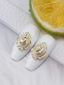 10件/包 韩版Lz美甲网红合金装饰，仿珍珠底飞天使DIY美甲配件美甲用品美甲 - 金色 - 查看 2