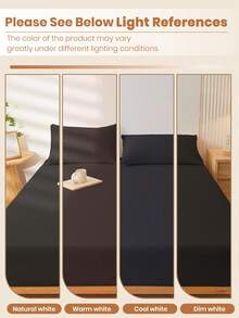 1 pièce Drap-housse ultra doux de couleur unie, literie, drap de lit léger, housse de matelas noire, drap-housse à poche profonde, respirant, convient à tous les formats de lit - lit simple, double, queen, king, pour toutes les saisons, décoration intérieure, lavable en machine - Noir - Voir 8