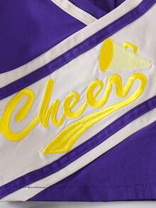 2件套女童休闲时尚校园风背心+裙子套装，夏季啦啦队服 - 紫色 - 查看 5