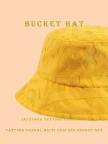 1顶涤纶休闲波浪几何图案渔夫帽，适合春、夏、秋、冬四季佩戴。 - 幾何桔黃色 - 查看 3