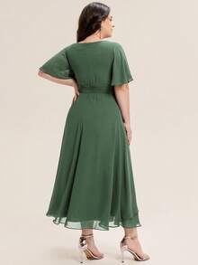 EVERPRETTY Đầm phù dâu mùa hè cỡ lớn, thanh lịch bằng chiffon màu xanh lá cây, đính cườm kim cương, đầm dự tiệc cưới, đầm dự tiệc trang trọng, xếp ly mềm mại, thích hợp cho các dịp cưới hỏi và tiệc tối trang trọng. - Màu xanh Ô liu - Xem 3