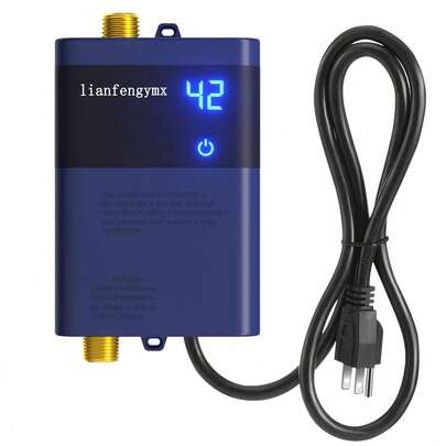  Lianfengymx 110V/3000W Instant Electric Water Heater Without Water Tank, Suitable For Sinks, RVs, Camping, And Indoor Use. Vertical Installation Only, 304 Stainless Steel Heating Element And Brass Interface (Blue, Digital Display).