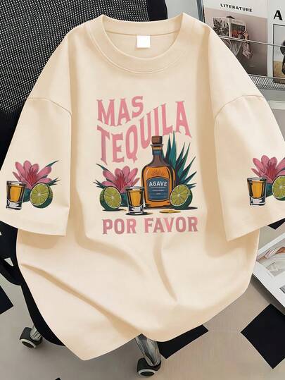 Camiseta de cuello redondo con gráfico de letra y botella de vino, talla grande, adecuada para vacaciones de verano, playa, días festivos, primavera, Día de San Valentín, Carnaval, regalo para el Día de la Madre. Adecuada para uso diario, salidas, festivales, playa, fiestas, cumpleaños, reuniones, escuela, festivales de música, vacaciones, viajes, ejercicio.
