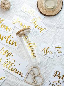 Personalized Name Stickers, Labels, Name Stickers, Customized Gold Stickers, Gold UV Name Stickers, Date Stickers, DIY Gifts, Handmade Items, Customized UV Stickers, Wedding Stickers, Gift UV Stickers - Multicolor - View 3