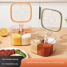 5-Compartment Airtight Spice Jars, Multipurpose Transparent Spice Containers, Kitchen Seasoning Storage Box - Multicolor - View 4