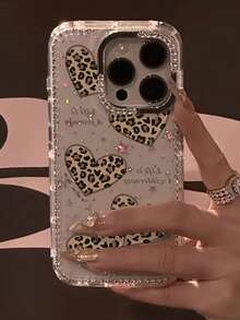 1pc Luxury Studded Star, Heart, Leopard Print Shiny Shock-Proof Full Coverage Phone Case, Suitable For IPhone 17, 17 Air, 17 Pro, 17 Pro Max, 11/12/13/14/15/16/16 Plus, Sparkling Diamond Full Body Phone Case - Clear - View 5