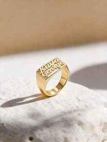 Customized Personalized Two Names European And American Style Rapper Ring, Father's Day Gift, Mother's Day Gift, Valentine's Day Gift, Birthday, Anniversary, Friend, Classmate Graduation, Christmas, High-End Family Gift - Style 4 - View 8