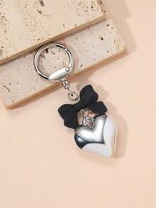 1pc Y2K Style Heart & Bow Keychain, Cute & Chic Gift For Friends, Keyring Pendant - Multicolor - View 1