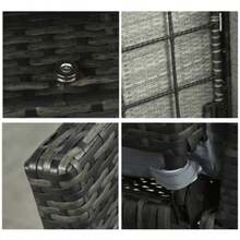 2-Seater Polyrattan Lounge Sofa With Cushions And Footrest, Grey, For Terrace And Balcony. - Camel - View 8