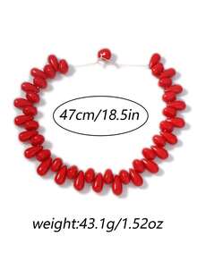 1pc Fashionable Asymmetrical Resin Handmade Beaded Geometric Water Drop Necklace, Minimalist Design - Multicolored Teardrop Beads - View 9