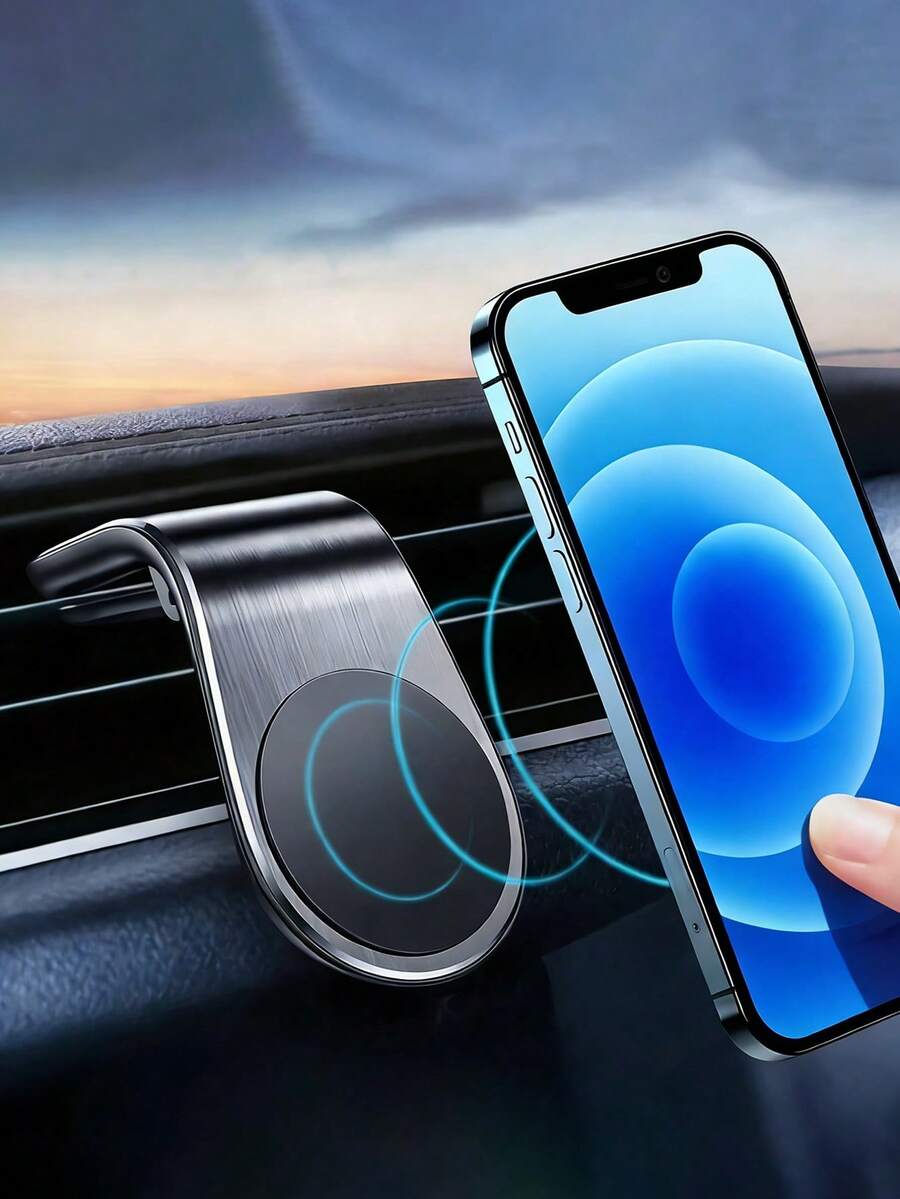 Magnetic Car Air Vent Phone Holder, L-Shaped Design, Suitable For Navigation - Multicolor - View 1