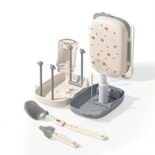 六合一硅胶奶瓶刷套装，包含奶嘴刷、吸管清洁工具和奶瓶口刷。 - 淺灰色 - 查看 3