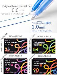 朗格3D立体感绘画笔 - 90色丙烯凝胶笔套装，15种主题色，4个礼盒包装 - 1.0mm细笔尖，适用于绘画、素描和艺术日记 | 顺滑混色，大容量墨水 | 适合艺术家和初学者，是送给男孩/女孩学生、返校季和教师奖励的绝佳礼物 - 凝膠筆套裝-配色方案 - 查看 4