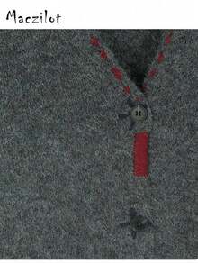 Cardigan tricoté gris simple, veste mode polyvalente avec design bouton unique pour femmes - Gris foncé - Voir 6