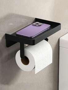 Gun Grey Wall-Mounted Toilet Paper Drawer Rack, Bathroom Hole-Free Toilet Paper Box, Tissue Storage Rack - Multicolor - View 5