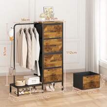 zxxKzings Comoda Caonera con Percero para Recamara Madera 4 Caones Percero para Ropa Ropero para Niños Arma para Dormito con Caones Organizador Mueble para Ropa para Recamara Sala ogarorganizador de juguetes - como en la foto - Ver 5