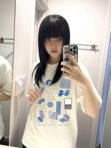 Women's Casual Letter Print Round Neck Drop Shoulder Short Sleeve Loose T-Shirt, Summer - White - View 4