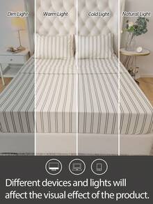 四件套床上用品，易于打理，柔软亲肤，包含1张床单、1张床笠、2个枕套，透气舒适，让睡眠更安稳，简约风格，是送给父母和朋友的绝佳礼物。 - 彩色 - 查看 7