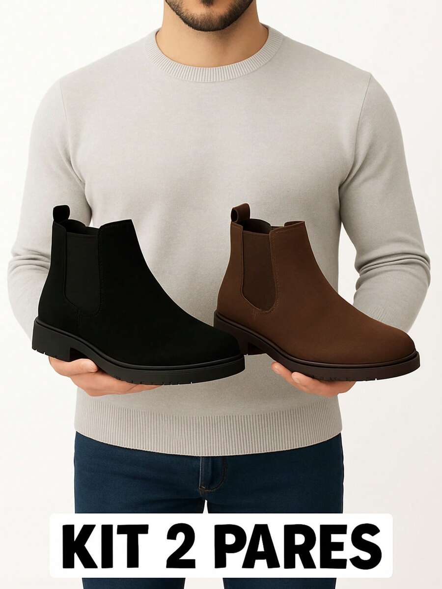 Combo Chelsea Boot, Men's Suede Ankle Boot, 100% Comfortable For Everyday Work. - kitchelseapto+marron - 查看 1