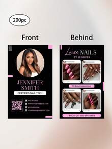 200pcs Customized Business Cards, Professional Work Cards, Suitable For Online Marketing And University Style, Beauty Salon, Barbershop And Nail Salon Cards, Exclusive VIP Card, Customized Business Cards - Double-Sided Printing, Customized Images Or Information, Beauty Business Cards - A - View 13