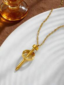 1件装美甲吊坠项链，时尚简约精致美甲设计项链，独特别致美学，适合女性佩戴。 - 金色 - 查看 4