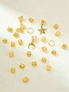 25pcs Vintage Pearl, Butterfly, Star, Moon Pendant Hair Accessories - Multicolor - View 4