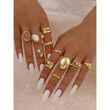 Comercio Exterior Transfronterizo Dropshipping Anillos de Mujer Anillos de Moda Estilo Punk Cruz Mariposa Corazón - Oro 11 - Ver 11