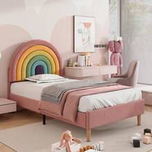 Kids Bed Frames, Headboards & Footboards - Pink + Velvet + 90cm*200cm - View 2