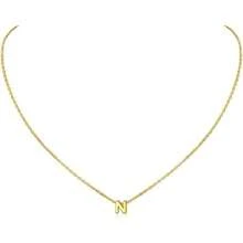 ChicSilver Initial Necklace 26 Letters A-Z Charms 925 Silver / Gold Chain Necklaces For Women Jewelry Accessories Mini Minimalist Alphabet Names For Mothers Couples Birthday - N/oro 18k - 查看 2