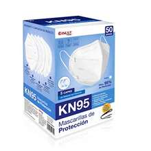 Best Trading Cubrebocas KN95 Certificado con 50 Piezas Tapabocas con 5 Capas de Protección contra Partículas Ajustador Nasal Oculto Empaquetados Individualmente - Blanco - Ver 10