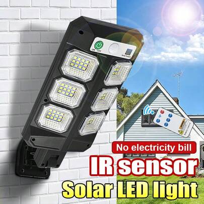 Solcellsdriven induktionsgatubelysning, säkerhetsbelysning för utomhusbruk solcellsvägglampor med rörelsesensor och fjärrkontroll, trådlös, 3 ljusstyrkelägen, 72 LED-solcellslampa, för trädgård, gård, gångväg, garage, dörröppning, uteplats, säkerhetsbelysning