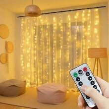 1pc USB Powered LED Curtain String Lights, 8 Modes Atmosphere Lights, Suitable For Wedding, Birthday Party, Window, Living Room, Wall Decor, Indoor Holiday Lighting (Remote Control Batteries Not Included) - USB Curtain Light - View 17