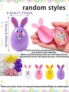 12pcs Plastic Rabbit Shaped Fillable Easter Eggs, Creative Hollow Rabbit Eggs For Easter Egg Hunt, Basket Filler, Prizes, Party Favors - Multicolor - View 8