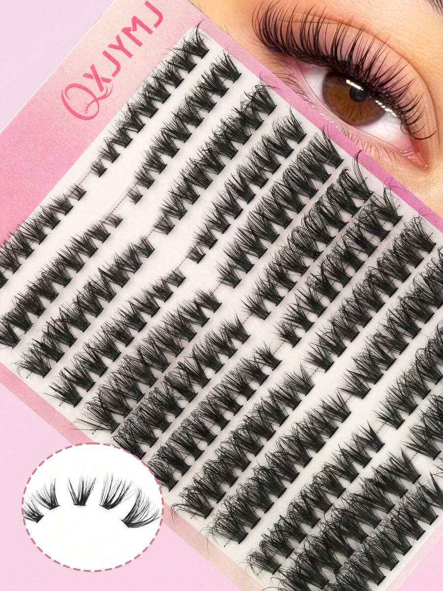 216pcs Separate False Eyelashes, Faux Mink Lashes, Thick & Curly Lashes, Natural Effect, Suitable For DIY Home Use, Mixed Lengths To Meet Daily Needs; Reusable False Eyelashes, Eyelash Extension Tool - C - View 1