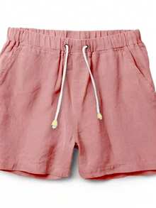 Mauricinho Summer Shorts, Regular Fit, Drawstring, Pocket, Linen - Coral Pink - View 7