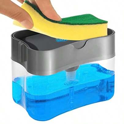 EMAGIE Dispensador de Jabón Cocina: Jabonera Despachador de Jabon Liquido para Trastes de Cocina Soap Dispenser con Esponja para Fregadero 380 ML