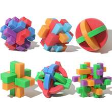 4pcs/6pcs/9pcs Colorful Transparent ABS Luban Lock Set, Brain Teaser Puzzle Toy, Unlocking Disassembly Thinking Jigsaw For Kids, Teens, Adults, Montessori STEM Educational Toy - Multicolor - View 9