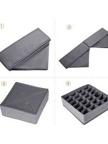 8/24 Compartment Foldable Drawer Organizer, Space Saving Wardrobe Storage Box, Closet Drawer Divider For Underwear, Socks, Bras, Ties, Bedroom Tabletop Clothing Storage Basket - 24 Grids - View 6