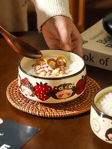 日本手绘水果少女陶瓷碗，釉下彩工艺，可作水果碗、酸奶碗、零食碗、饭碗、甜点碗，适合日常使用、家居、餐厅、下午茶、馈赠亲友、节日礼品。 - 彩色 - 查看 8