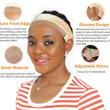 6件套假发固定带，含防滑头带、可调节蕾丝假发带（带硅胶条）和4个发网，适合女性使用。 - 彩色 - 查看 2