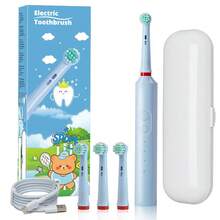 Orinatola Kids Electric Toothbrush, Comes With 4 Brush Heads, USB Rechargeable, 3 Cleaning Modes, Includes Travel Case And Cartoon Stickers, Built-In 600mAh Battery, Suitable For Children 3+ Years Old - Multicolor - View 13