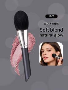 1pc Large Powder Brush, Soft & Fluffy Blush Brush, Highlighter Brush, Won't Irritate Skin, Evenly Applies Makeup, Professional Face Setting Brush, Multi-Functional Makeup Tool - Black - View 4