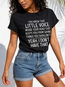 Plus Size Women's T-ShirtBlackShort Sleeve Round Neck Tee With Vibrant Digital Print,Machine Washable Regular Fit For Casual Attire - 黑色 - 查看 1