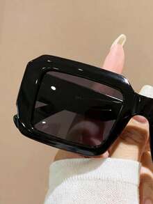 1副复古矩形眼镜，女士时尚眼镜 - 黑色 - 查看 3