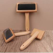 1pc Wooden Pet Grooming Brush, Dual Use For Dogs & Cats, Long Hair Detangling Massage Brush, Anti-Static, Fur Removal, Pet Grooming Tool - Multicolor - View 9