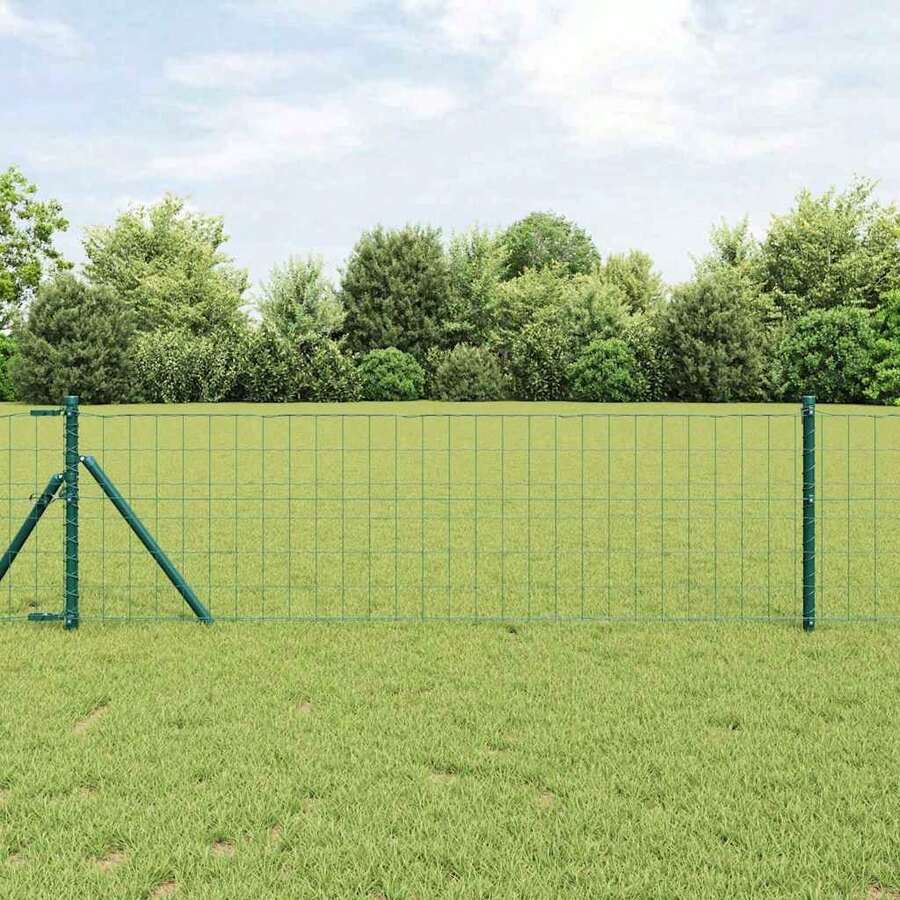 vidaXL 0,6 X 25 M PVC-Beschichteter Eisenzaun, Grün - A - View 1