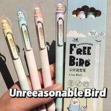 4 piezas Bolígrafos con forma de pájaro neutros y lindos, con Body giratorio de calidad, punta de bolígrafo de 0.5 mm, bolígrafos de secado rápido para estudiantes, útiles escolares esenciales, regalo, regalo del Día de San Valentín - La punta del pájaro - Ver 5